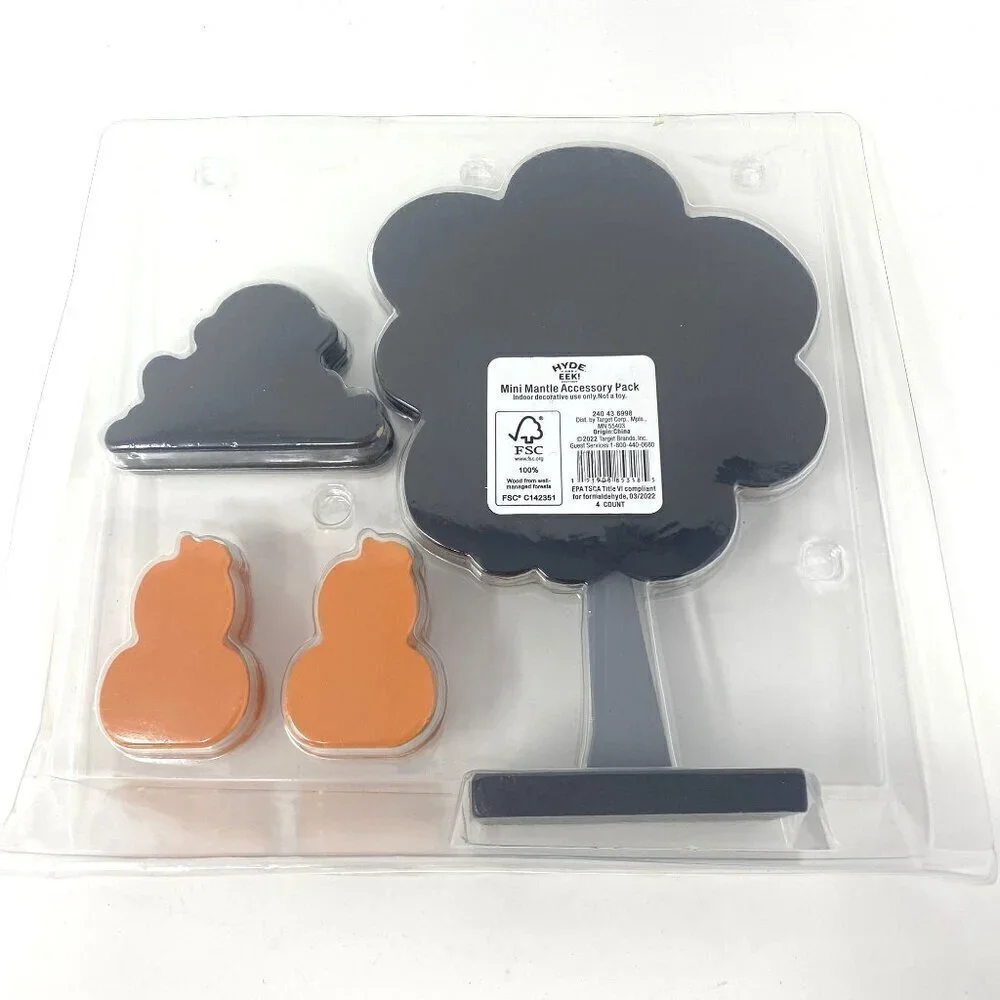 Target Hyde & Eek Mini Wood Mantle Decor 4pc Pumpkins Tree Headstone Graveyard S